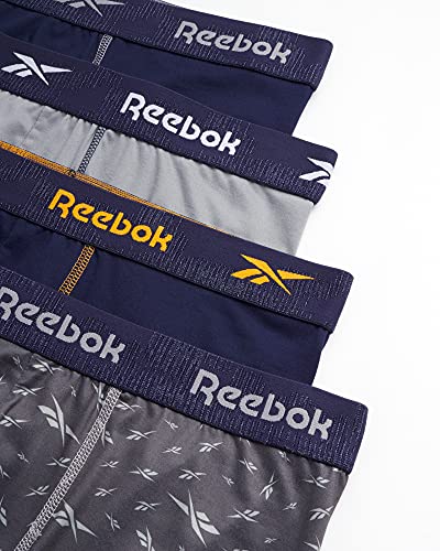 Reebok Men's 4 Pack Boxer Briefs - Mid Rise, Large, Navy Solid, Stretch, Polyester/Spandex Blend, Machine Washable, 4 Count2