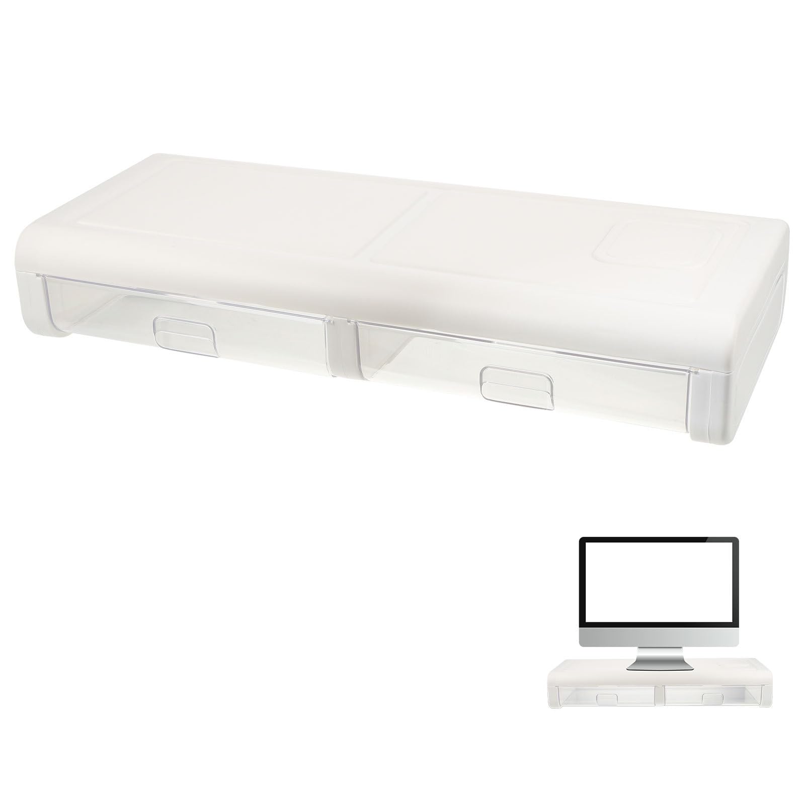 Supporto per Monitor Base Ventilata e Cassetto Integrato, Mensola per Computer Stabile per Scrivania, per Gaming e Smart Working