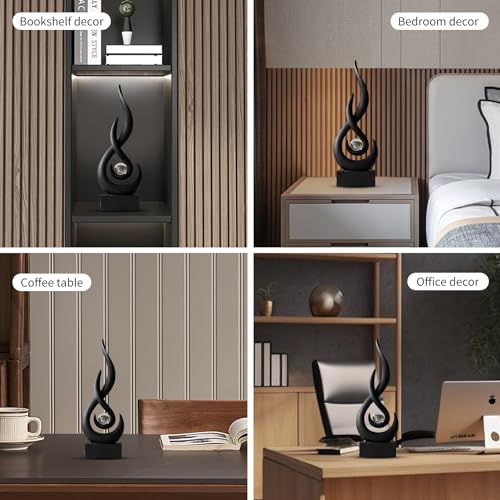 Estatua decorativa negra abstracta de resina 29.5 cm miniatura 5