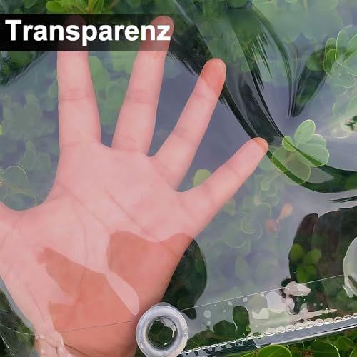 Abdeckplane Wasserdicht, Reißfest Transparent Plane mit Ösen, 0.3mm Dick Multifunktionale PVC Schutz Abdeckung, für Auto, Camping, Gartenmöbel, mit Seil und Kabelbindern, 420g/m² (1X2M)