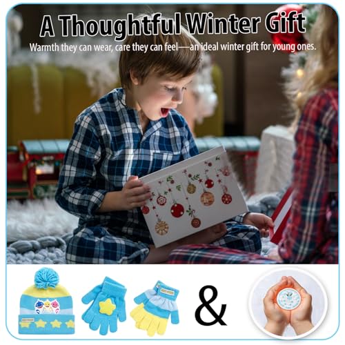 Image of Nickelodeon Boys' Baby Shark Winter Hat and 2 Pairs of Mitten Set (Toddler)
