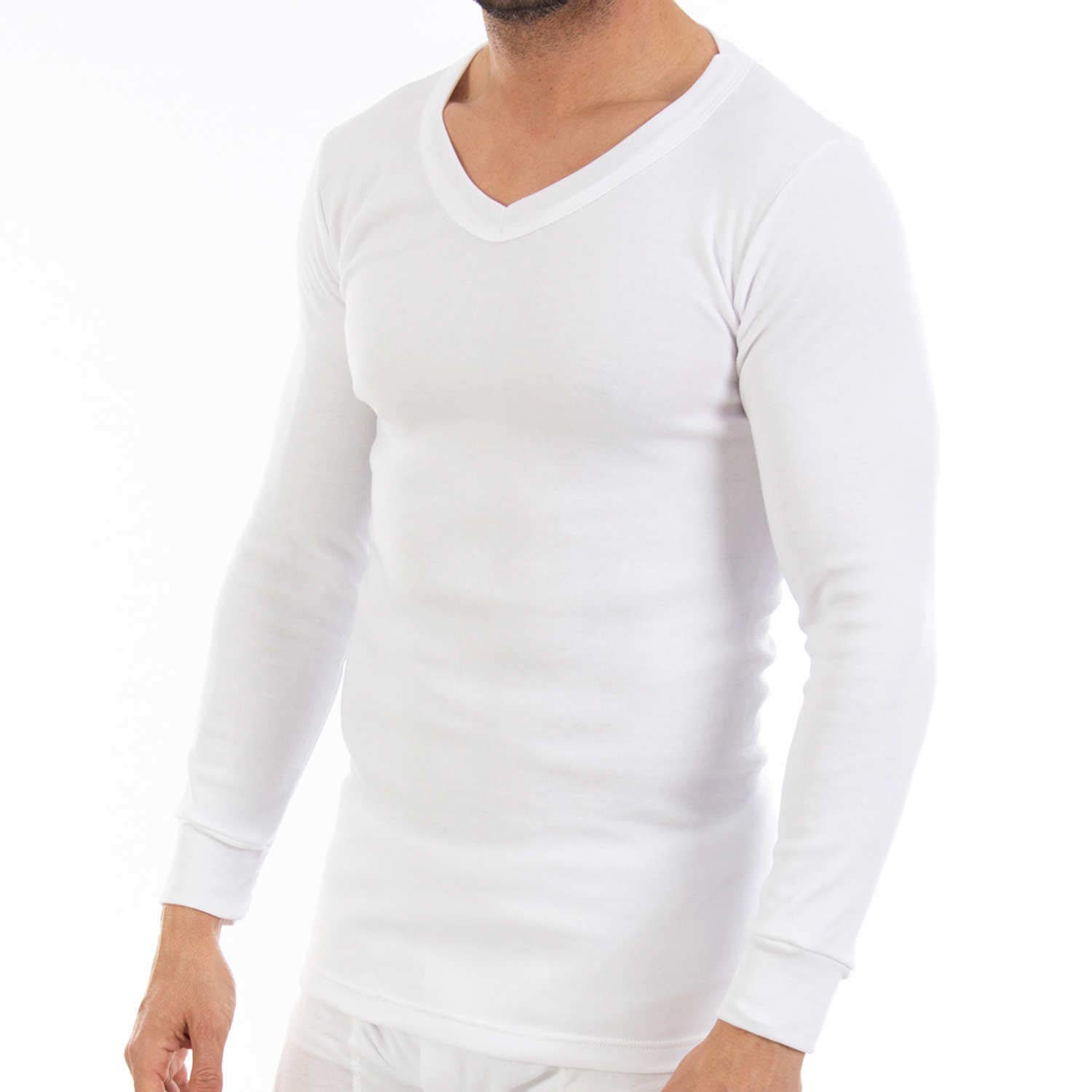Lacotex Camiseta Interior Termal de Hombre | Camiseta Manga Larga y Cuello Pico Térmica | Confort y Protección Térmica Interior | Pack Ahorro 6 Unidades | L101V