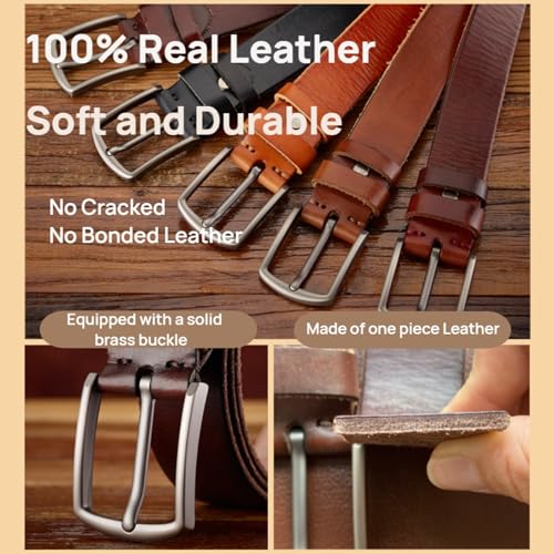 Belts for Men Genuine Leather Belt Durable Business Casual Men's Leather Belt With Anti-Scratch Buckle4