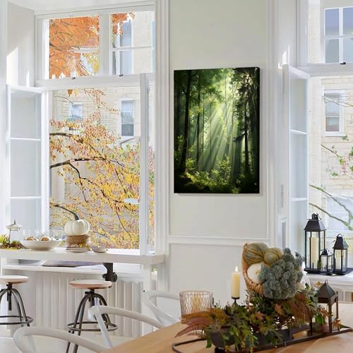 Póster de pared de paisaje verde bosque en 70x100cm que ilumina y decora salones modernos 4