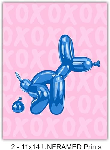 Miniatura 4 de Cute Pink Blue Bathroom Set 11x14 - Funky Indie Trendy Preppy funny Bathroom Wall Art Decorations - Modern Aesthetic Small Bath Decor - Restroom