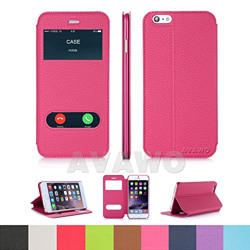 AVAWO for iPhone 6 6S PLUS Case, Creative Smart Window View Touch Front Flip Cover Ultra Thin Folio Case for iPhone 6 6S PLUS 5.5