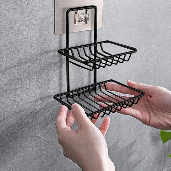 Image of BENAVJI Drill Free Corner Shelf for Bathroom Wall Bathroom Organizer Without Drill Kitchen Rack Pack of 2