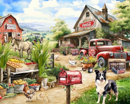 Rompecabezas Springbok Coca-Cola Countryside Market de 1000 piezas para adultos | Piezas únicas, fabricado en EE.UU., materiales ecológicos, incluye póster miniatura 1
