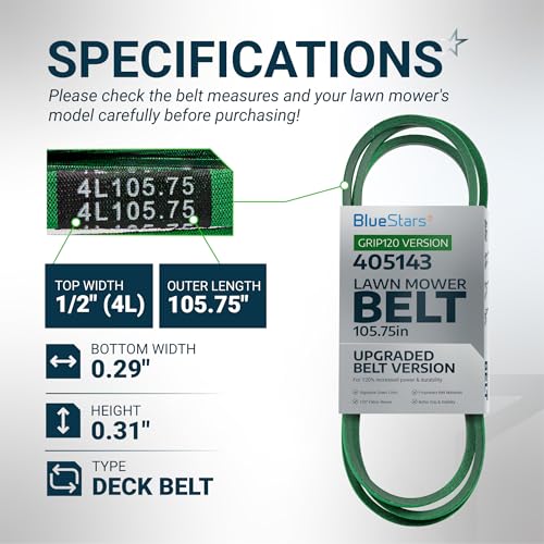 Image of [Upgraded Grip120] BlueStars 405143 Deck Belt Aramid Cord 1 /2 inch x 105.75 inch