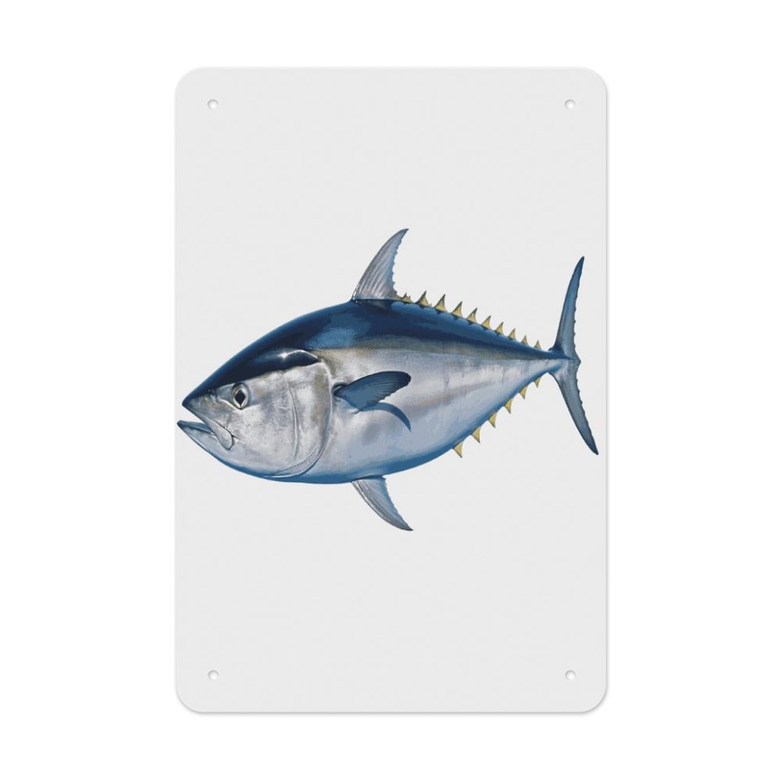 LDGSUPH Tuna Thunnus Wall Art Prints Folded Edge Iron Sheet Painting with Holes for Wall Prints Decorative Picture Metal Signboard Decor Painting for Outdoor Indoor Wall Decor