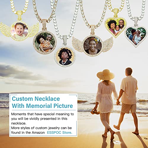 Picture Necklace Personalized Custom Picture Necklace Picture Chains for Men Photo Necklaces Customized Picture Memorial Necklace with Picture Dog Tag Necklace Personalized Photo Customized Pendant Hip Hop Jewelry Gift for Women Family and Lover3