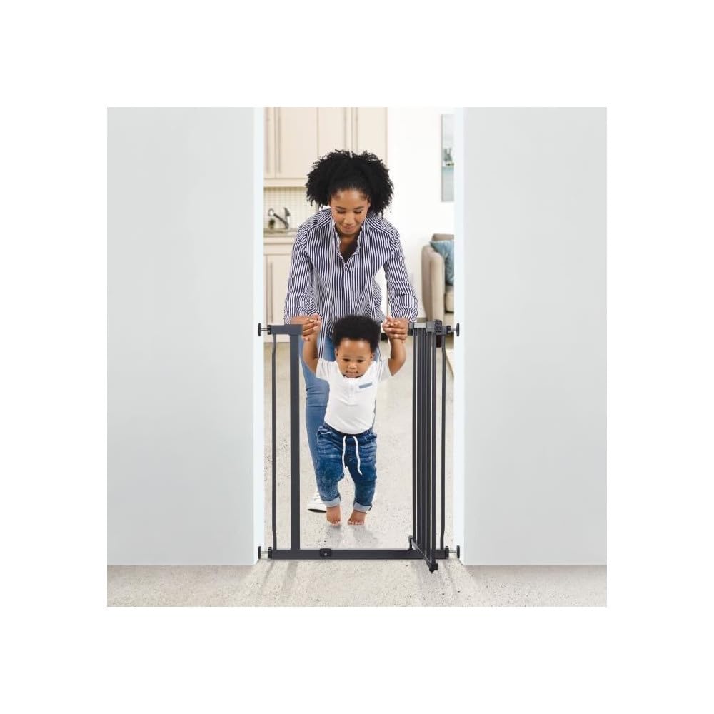 Dreambaby Ava Slimline bramka bezpieczeństwa dla niemowląt - bezpieczna i wysuwana brama ciśnieniowa dla schodów i psów - 61-68 cm szerokości i 76 cm wysokości - węgiel drzewny
