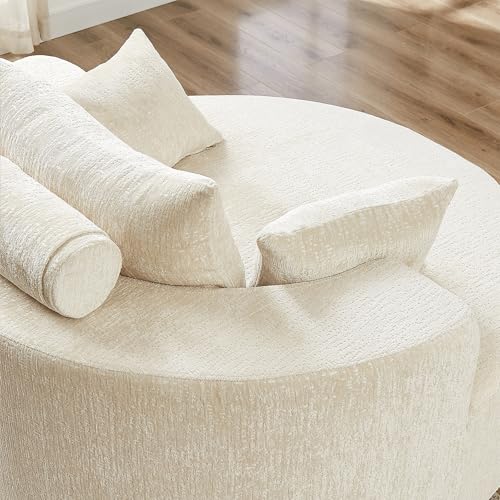 Sillón Chenille Redondo Beige Plegable miniatura 7