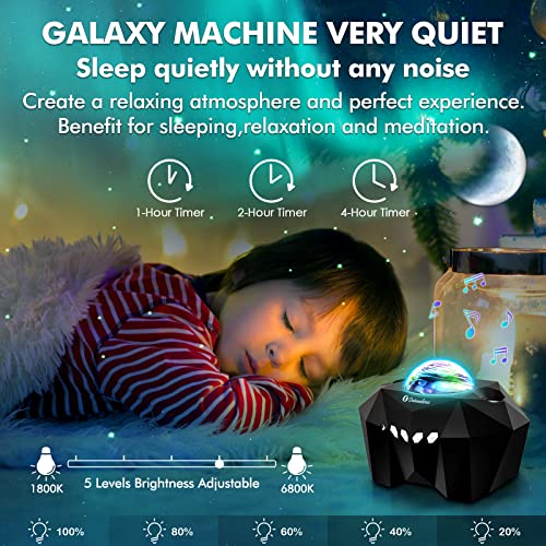 6-In-1 Galaxy Projector 2.0, Seianders Star Moon Projector, Aurora Projector With Changing Nebula Galaxy, Bluetooth Speaker & Remote Control, Night Light Projector For Kids Adults, Ceiling (Black) #TOP2