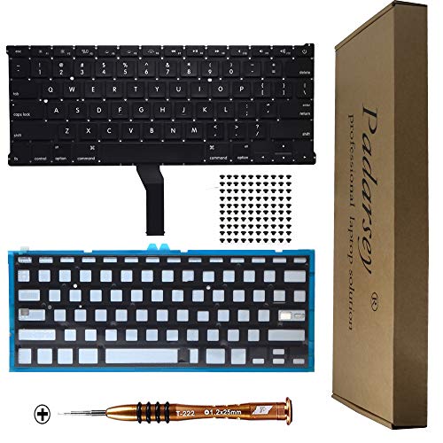 Padarsey New Backlight Backlit Keyboard Compatible for MacBook Air 13-Inch A1369 A1466 MC965LL MC966LL EMC 2559 MD231LL/A MD760LL/A Series 2011 2012 2013 2014 2015 with 80 PCE Screws + Screwdriver