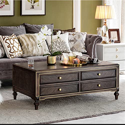 Beistelltisch, rechteckiger Couchtisch, 127 cm, luxuriöser Couchtisch aus Holz mit 4 Schubladen – Bild 3