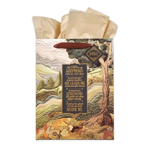 Christian Art Gifts Large Gift Bag with Tissue Paper, Psalm 23