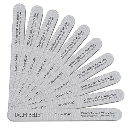 Tachibelle Premium JAPAN Abrasive Disinfectable Washable Zebra File Nail Art Sanding Nail Files 10 Pcs (Pack of 10 (80/80))