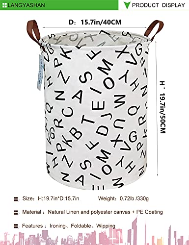 Image of Laundry Basket Canvas Fabric Collapsible Organizer Basket for Storage Bin Toy Bins Gift Baskets Bedroom Clothes Children Nursery Hamper (Alphabet)
