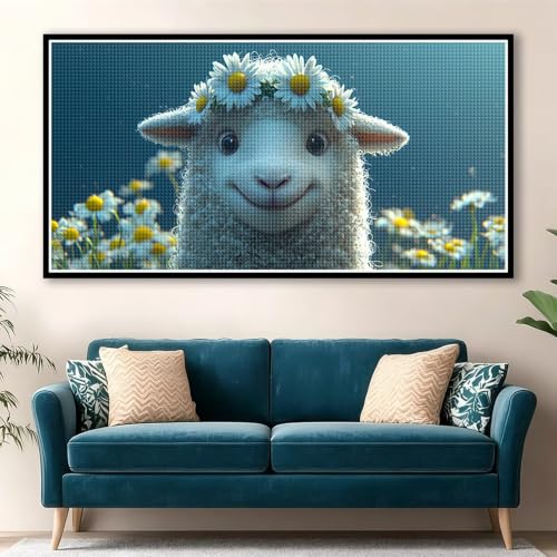Broderie diamant 140x70cm fleur pour sublimer la decoration murale de votre salon