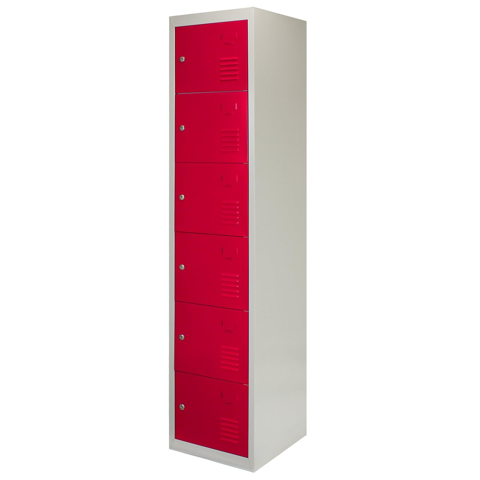 MonsterShop - Taquilla Metálica para Montar con 6 Puertas Rojas 45x38x180cm con Estantes llaves Imanes Portatarjetas Nombre Número Casillero Metalico Metal Locker Escuela Gimnasio Vestuario y Oficina