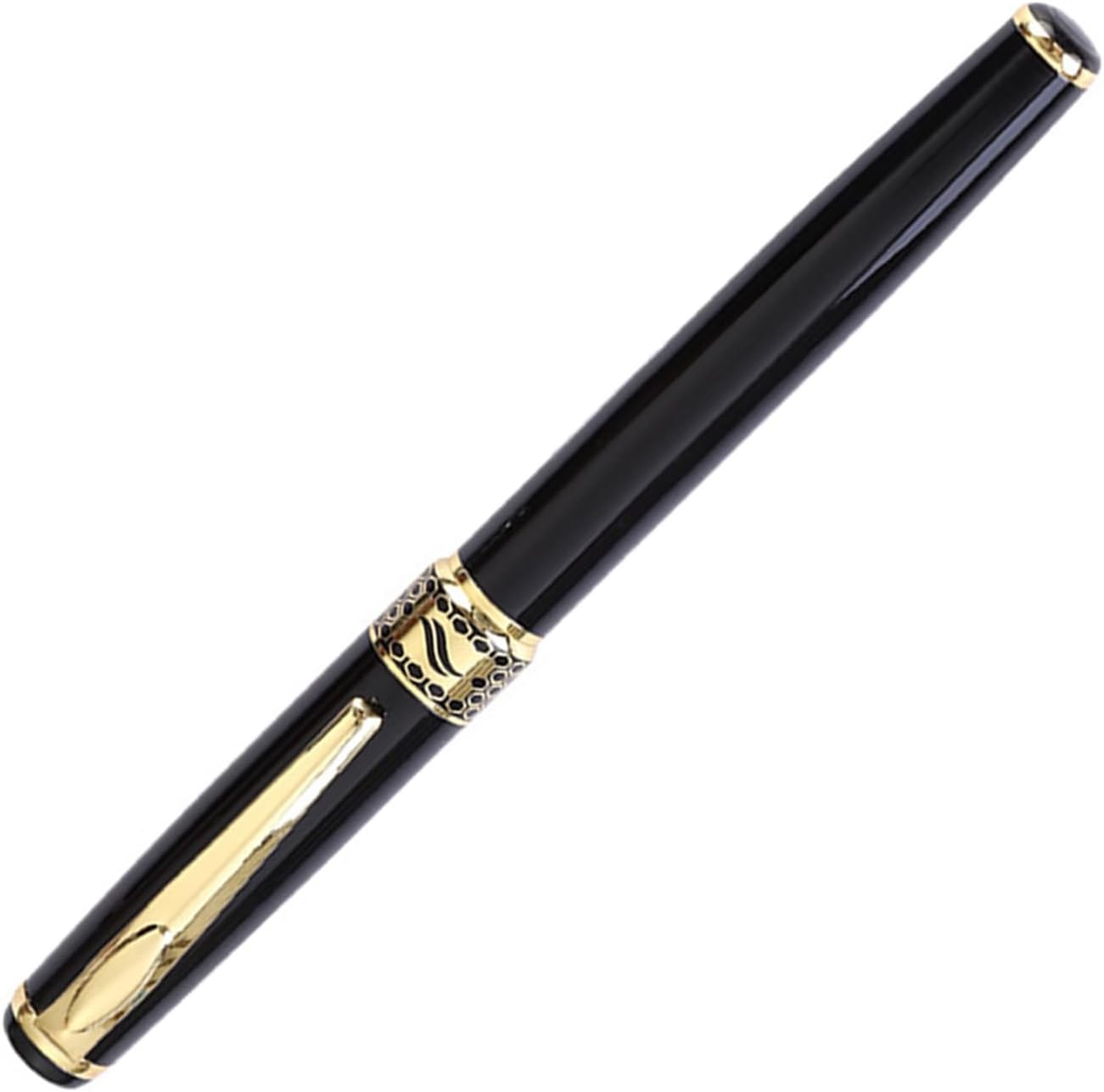 NEREIDS NETBusiness-Style Pen Heavy Duty Metal with Clip 0.5mm Fine Point Elegant Shiny Comfortable Grip Smooth Writing School Student Stationery Business Black & Gold 0.50mm