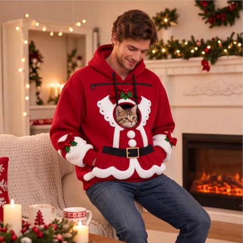 Christmas Dog Carrying Hoodie Women 2026 Zip Up Sweat Shirt Kangaroo Pocket - image 7