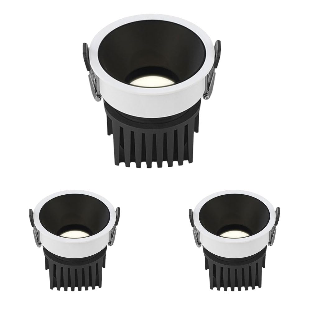 JKJZSALJ 3-Pack 3.3 Inch Led Recessed Lighting Retrofit,Aluminum Anti-Glare Deep Baffle Trim,Cri98 Dimmable Remodel Can Lights,3000K/4000K/6000K Led Recessed
