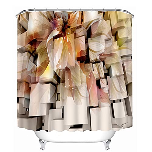Rideau de douche chic KnSam fleurs géométriques orange 3D 120g