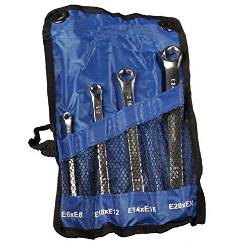 4 teiliges Set Schraubenschlüssel mit Aussen-Torx E-Profil E6 - E24 aus Chrom-Vanadium-Stahl 1 4 teiliges Set Schraubenschlüssel mit Aussen-Torx E-Profil E6 - E24 aus Chrom-Vanadium-Stahl