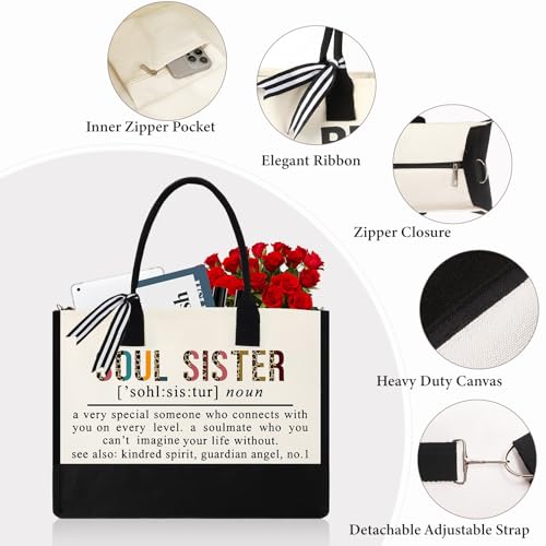 GevGuxLuo-Soul-Sister-Gifts-for-Women-Sister-birthday-gift-ideas-Sisters-Gifts-from-Sister-Sister-Christmas-Gifts-Friendship-gifts-for-Women-Friends-Bestie-Gifts-for-Women-Canvas-Tote-Bag