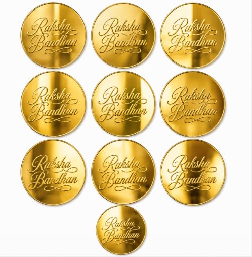 Homebakers Mart Raksha Bandhan Gold Mirror Acrylic Coin for Cake Decoration – Pack of 10-image-23