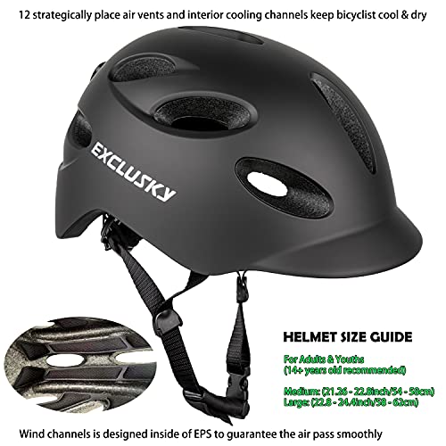 Exclusky Bike Helmet with Rechargeable USB Light, Urban Bicycle Commuter Helmet Men Adult Cycle Helmet Women 54-58cm/58-62cm - Image 7