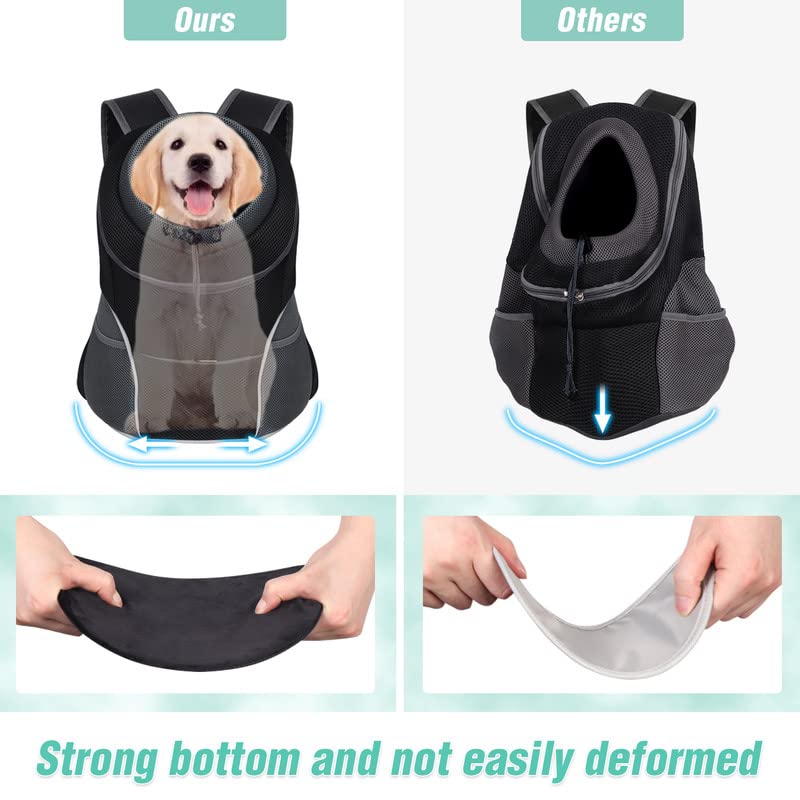 YUDODO-Pet-Dog-Backpack-Carrier-with-Storage-Pockets-Dog-Front-Pack-for-Small-Dogs-Cats-Head-Out-Breathable-Chihuahua-Backpack-for-Hiking-Cycling-Walking-L9-14lbs-Black