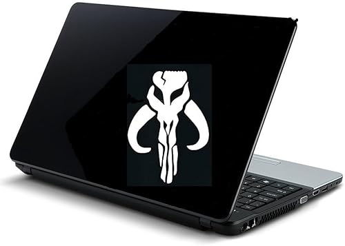 Miniatura 3 de H-TRADINGS Calcomanía de vinilo blanco inspirada en Mandalorian, diseño de calavera de 5 pulgadas, para SUV, camión, motos de nieve, motos de nieve,