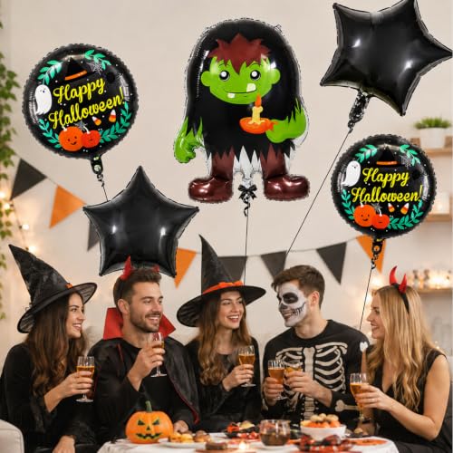 Image of 5 pcs Halloween Theme Foil Balloons, for Halloween Decorations