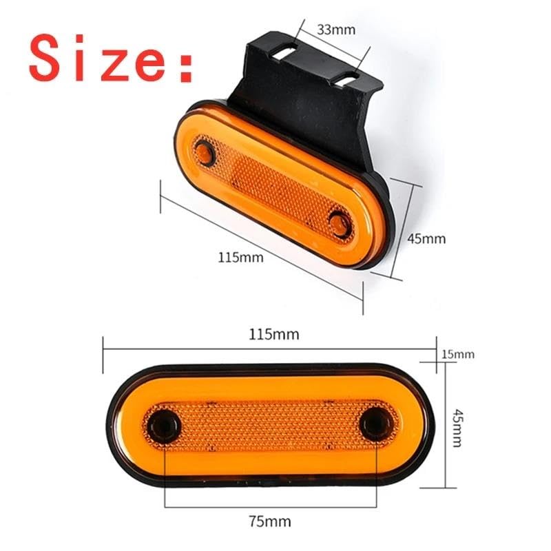 Autopartes 10 Uds. Luces De Posición Lateral De 12V-24V Luces Reflectoras Liquidación Para DAF Para Camión Remolque Autobús Y Furgoneta (Amarillo)