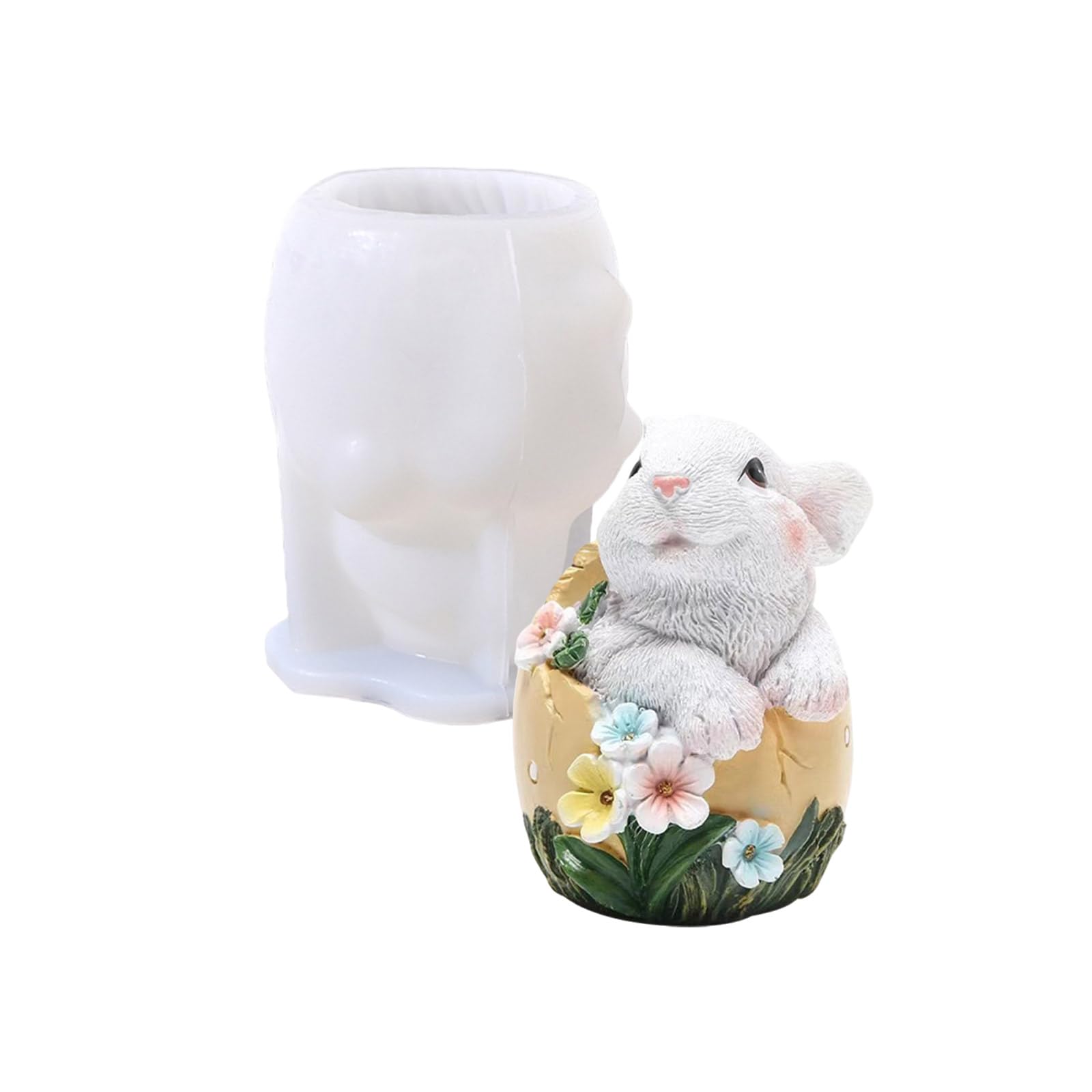 Elnwnnkc Flexible Silicone Mold for Easter Decoration Rabbits Figurine Shaped Desktop Embellishment Molds Animal Statue Party Decoration Mold
