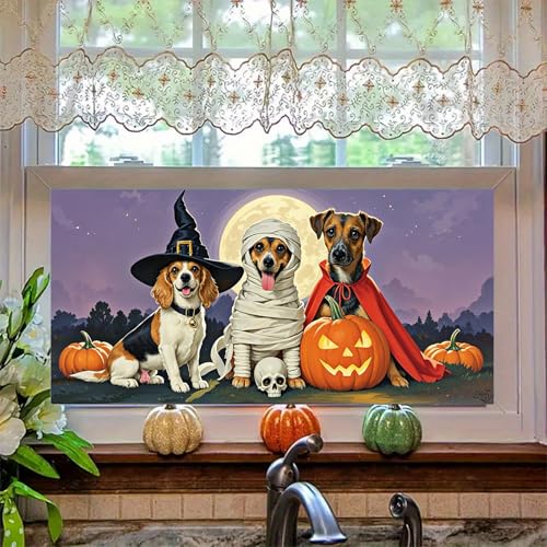 Vinilo decorativo Halloween perros 39.37x17.7 pulgadas miniatura 6