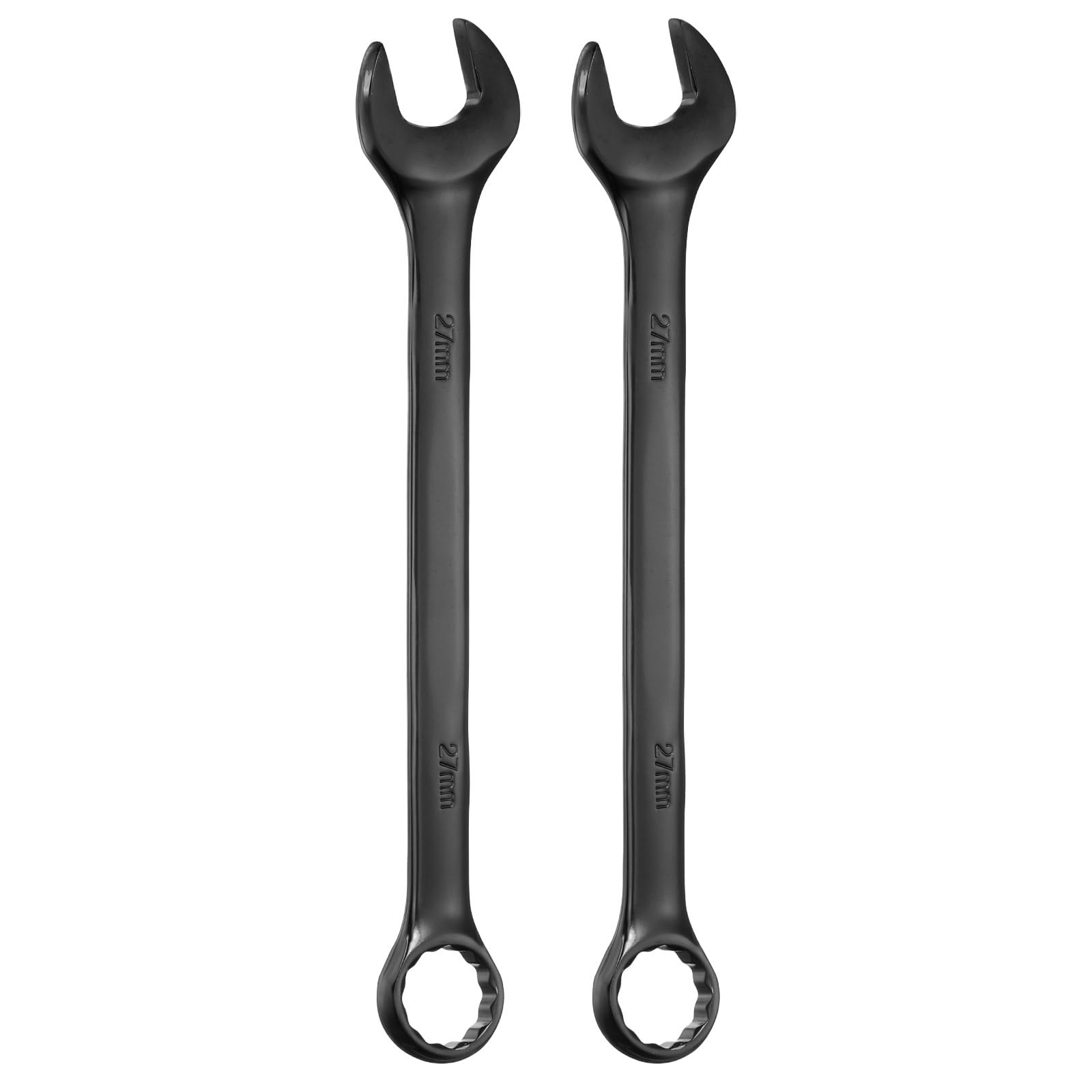 sourcing map 2pcs Metric Combination Wrench 27mm 12-Point Box & Open End Double Ended Wrenches Spanners Tools for Household Automotive Machinery DIY Repair, Black