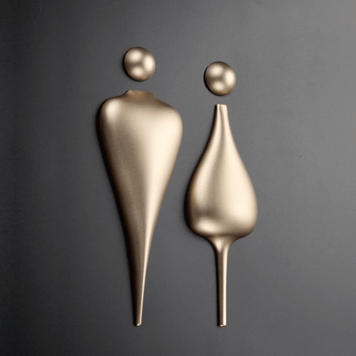 Letreros de aluminio for inodoro de aviación, conjunto de figuras for hombres y mujeres, dorado y negro, 18x6cm, 2 uds.(Gold)