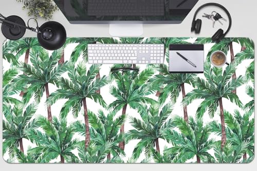 Sous-main de bureau 100x50 cm en PVC motif palmiers tropicaux