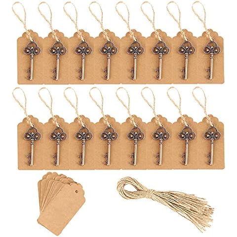 50Pcs Key Bottle Opener with Tag Cards Wedding Favour Vintage Skeleton Opener for Party Rustic Décor (6.8CM) Cover
