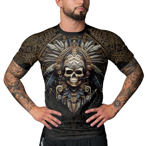 Aztec Men’s Performance Fit Compression Rash Guard Short Sleeve BJJ MMA Combat Sports Training Fightwear4