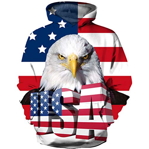 Hanilav Kids Novelty 3D Printed Sweatshirt Girl Boy Galaxy Pullover Hoodies,Usa Flag Eagle,7-8 Years #TOP19