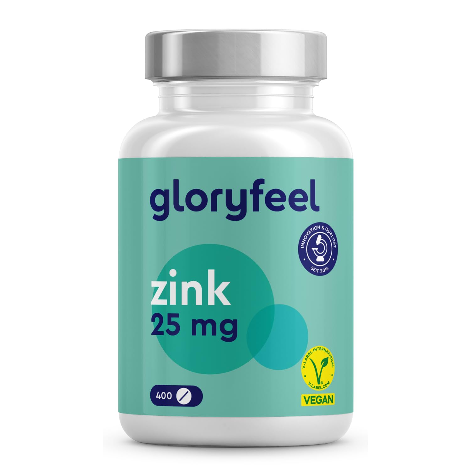 Zink 25 mg – 400 vegane Tabletten (13 Monate) – Zinkgluconat, hoch bioverfügbar, laborgeprüft, hergestellt in Deutschland