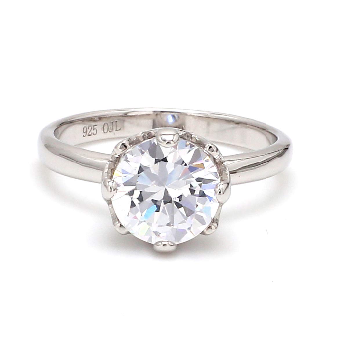 Ornate JewelsPure 925 Sterling Silver CZ American Diamond Solitaire Engagement Ring for Womens |Gift for Womens and Girls| With Certificate of Authenticity & Hallmark |1 Year Warranty|