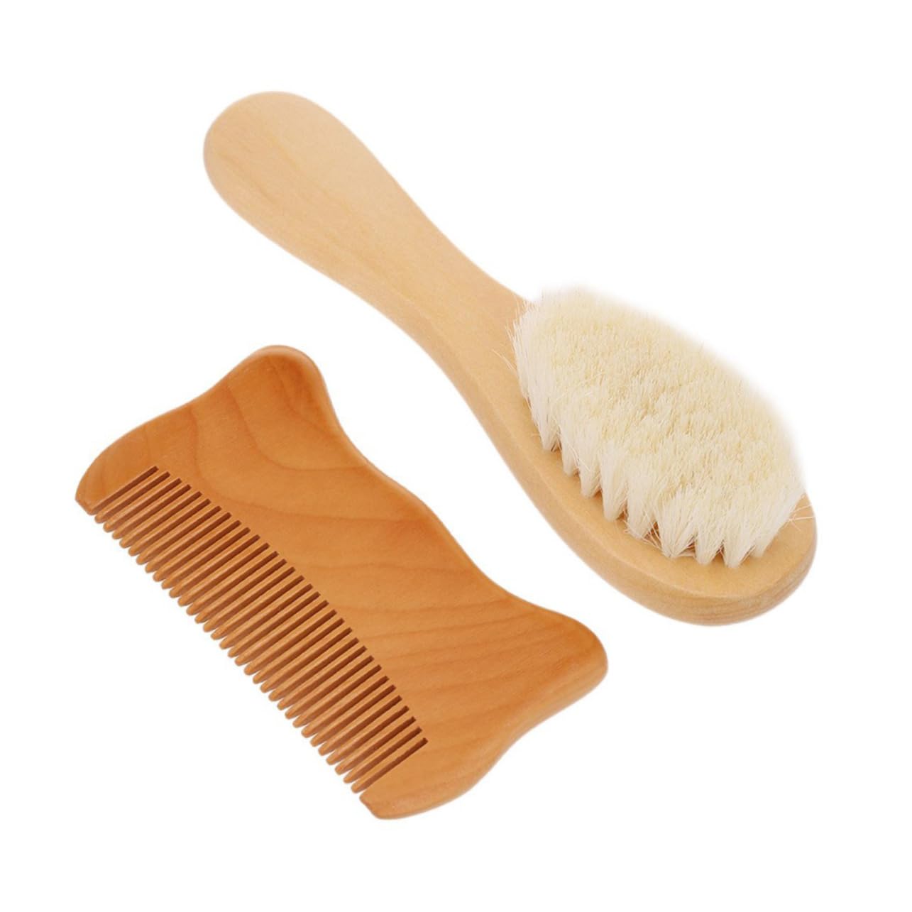 SOESFOUFU Detangler Brush Comb Set Baby Bathing Brush Gentle Wooden Comb for Sensitive Scalp