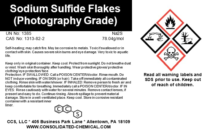Sodium Sulfide Flakes - Photography Grade | High Purity for Darkroom & Film Processing – 100 Grams