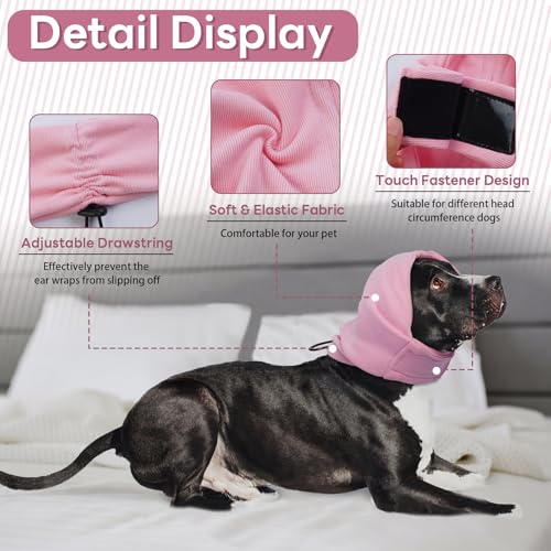 Image of Nanaki Soft Dog Calming Hoodie Anxiety Relief Dog Ear Muffs Noise Protection Doggy Ear Wrap Hematoma Fireworks Doggy Head Cover for Bath Blow Drying Pet Head Cover Noise Cancelling Sleep Help Headband